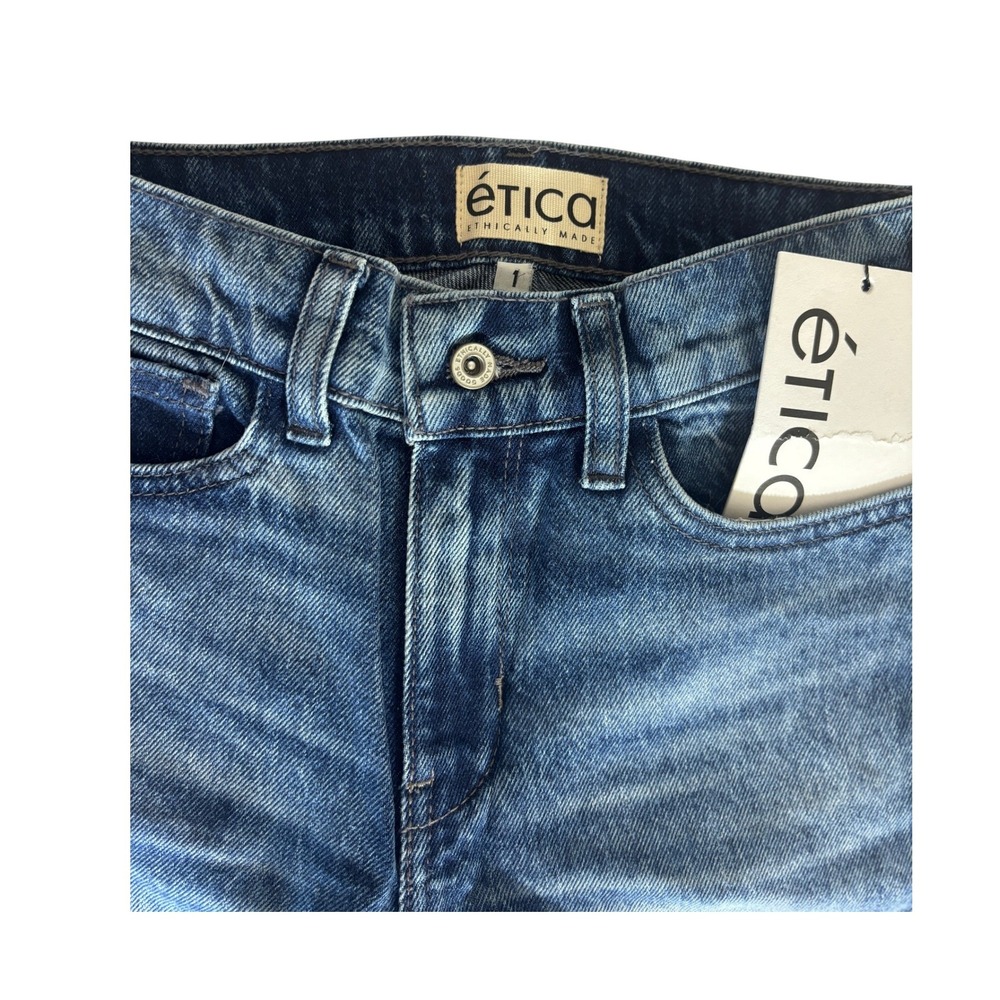 Etica Women Denim  Blue‎ Jeans High Rise Straight Leg Raw Hem Size 2